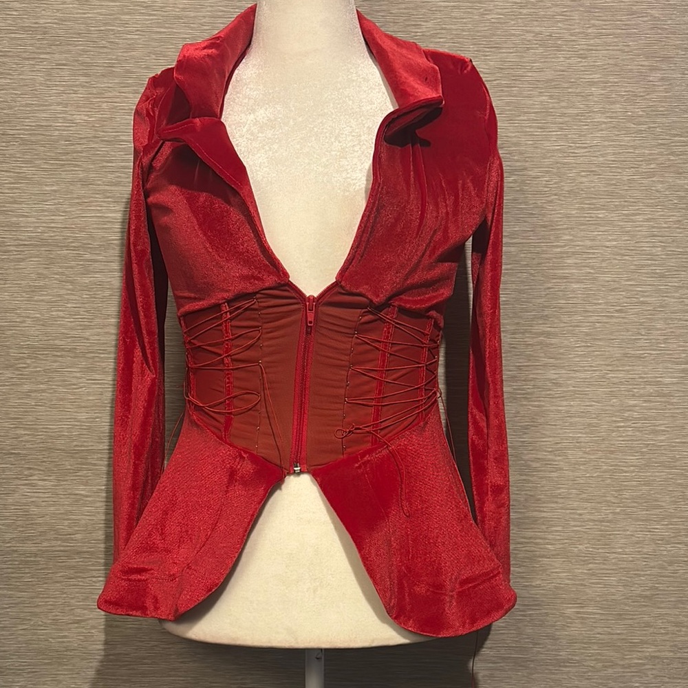 10th House Red Velvet Corset Jacket Dance Costume